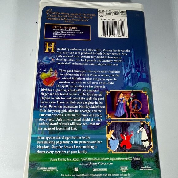 Walt Disney's Sleeping Beauty Special Edition VHS 2003 Clamshell with insert - Picture 6 of 7